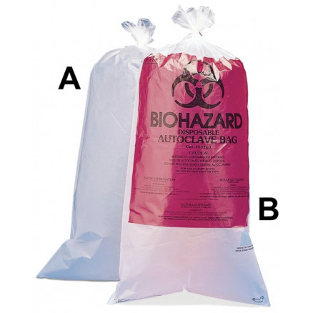 SACS AUTOCLAVABLES BIOHAZARD 135'C D.61X76CM - PACK DE 100