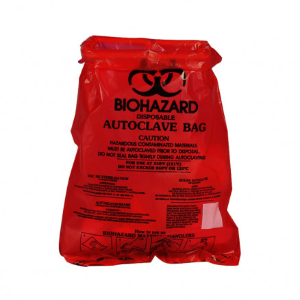 SACS AUTOCLAVABLES BIOHAZARD ROUGES D.20X30CM - PACK DE 100