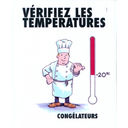 AFFICHE ADHESIVE VERIFIER LES TEMPERATURES CONGELATEURS