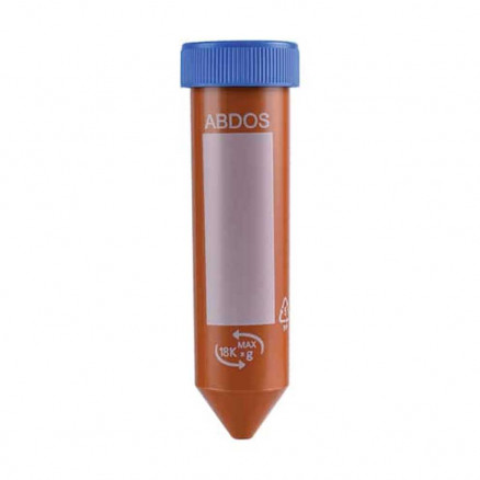 TUBE A CENTRIFUGER FOND CONIQUE PP AMBRE 50ML  BOUCHON BLEU-PACK 20X25