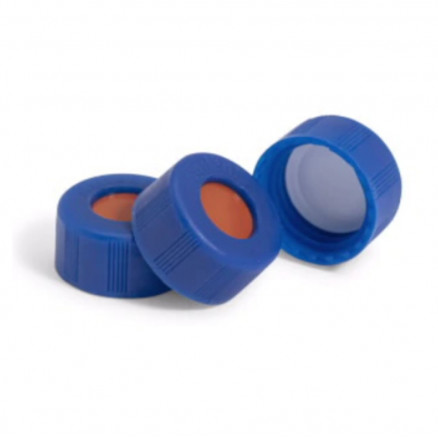 BOUCHON A VIS BLEU AVEC SEPTUM PFTE/SIL 12MM - PACK X100