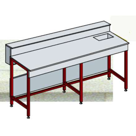 PAILLASSE HUMIDE AVEC DOSSERET L=1800 PROF=750MM GLACE EMAIL