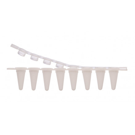 BARRETTE DE 8 TUBES DE PCR DE 0,1ML + BOUCHON PLAT - X120