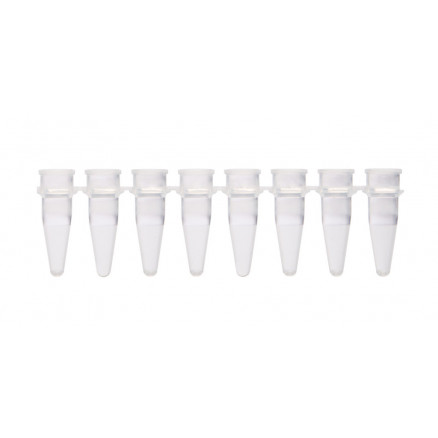 BARRETTE DE 8 TUBES DE PCR DE 0,2ML SANS BOUCHON - X125