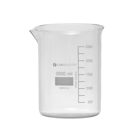 BECHER A BEC FORME BASSE VERRE BOROSILICATE GRADUE 3L - X4