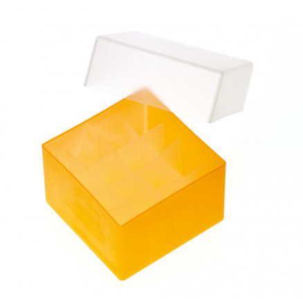 BOITE EN PP ORANGE POUR 16 TUBES 1,5-1,8-2ML + COUV.