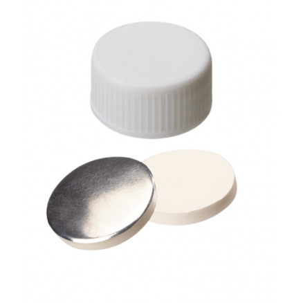 BOUCHON A VIS PP BLANC PLEIN DN24 SILIC./ALU ARGENT - X100