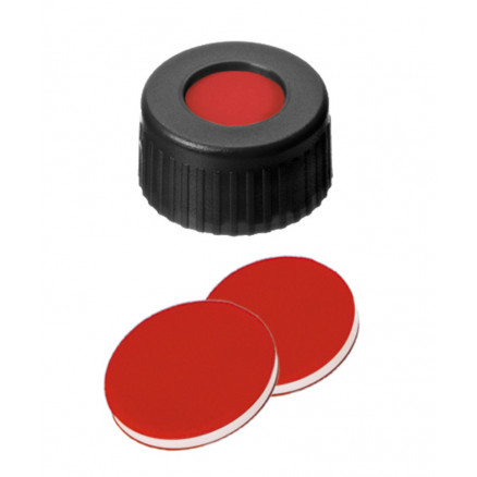 BOUCHON A VIS PP NOIR 1 TROU DN9 PTFE/SILICONE/PTFE - X100