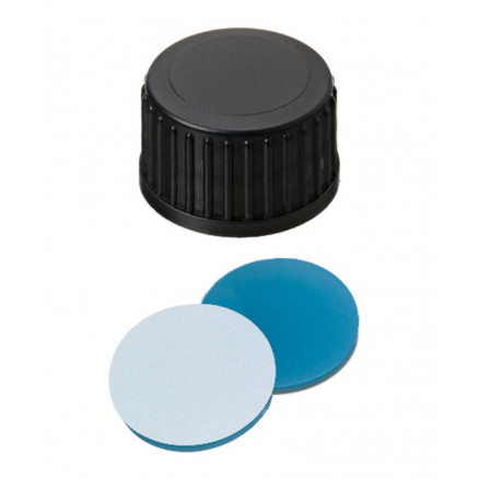 BOUCHON A VIS PP NOIR PLEIN DN18 SILICONE/PTFE - X1000