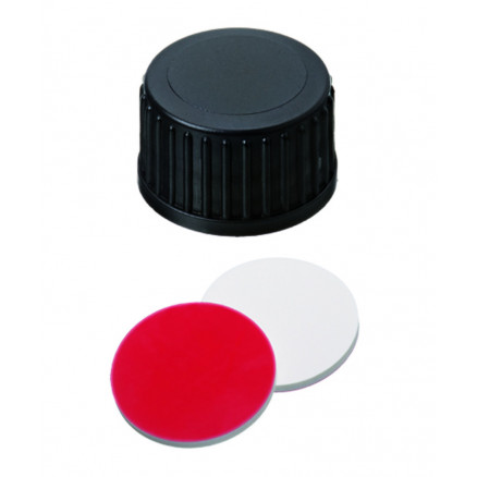 BOUCHON A VIS PP NOIR PLEIN DN18 SILICONE/PTFE - X1000