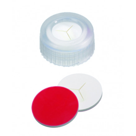 BOUCHON A VIS PP TRANSP.1 TROU DN9 SILICONE/PTFE FENDU Y X100