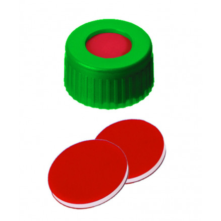 BOUCHON A VIS PP VERT 1 TROU DN9 PTFE/SILICONE/PTFE - X100