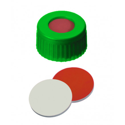 BOUCHON A VIS PP VERT 1 TROU DN9 CAOUTCHOUC/PTFE - X100