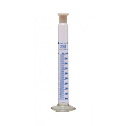 EPROUVETTE GRADUEE VERRE CL.A BOUCHON EN PP CN24/29 100ML