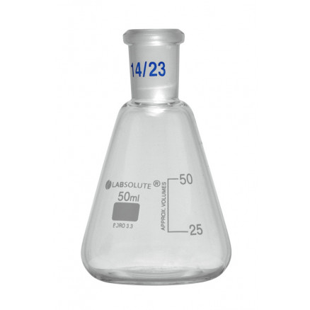 FIOLE CONIQUE VERRE GRADUE COL RODE 14/23 CAP.50ML