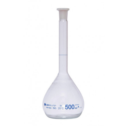 FIOLE JAUGEE VERRE CLAIR CL.A BOUCHON EN PE CN19/26 500ML