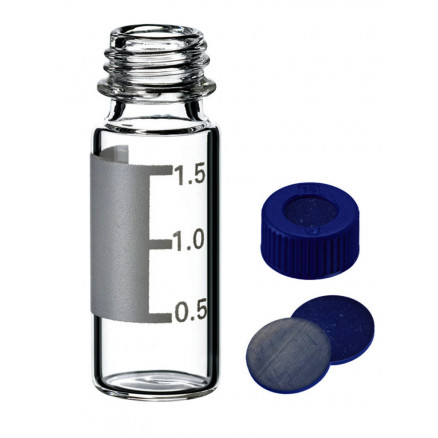 FLACON A VIS CLAIR DN9 CERTIF. + BOUCHON 1 TROU 1,5ML X100