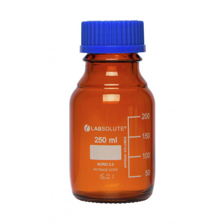FLACON VERRE BRUN GL45 + BOUCH /BAGUE PP BLEU 100ML X10