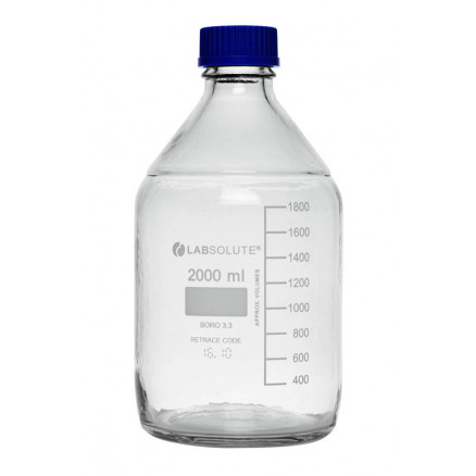 FLACON VERRE CLAIR GL45 AVEC REVETEMENT + BOUCHON 2L