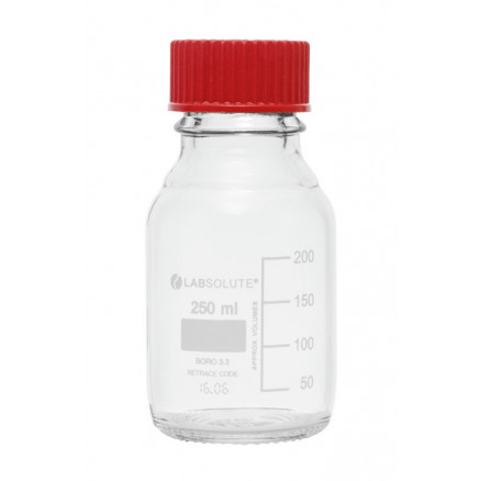 FLACON VERRE CLAIR GL45 BOUCH/ BAGUE PBT + JOINT PTFE 1L X10