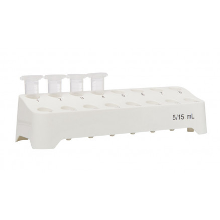 PORTOIR POUR 16 MICROTUBES DE 5 ET 15ML EN PS BLANC