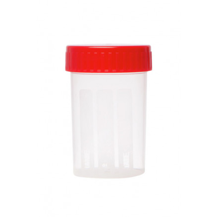 POT EN PP GRADUE NON STERILE BOUCHON A VIS ROUGE 120ML X500