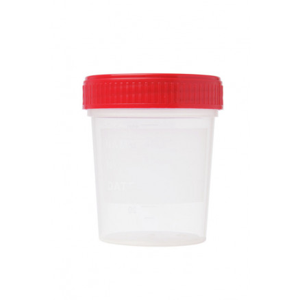 POT EN PP GRADUE STERILE BOUCHON A VIS ROUGE 120ML X300