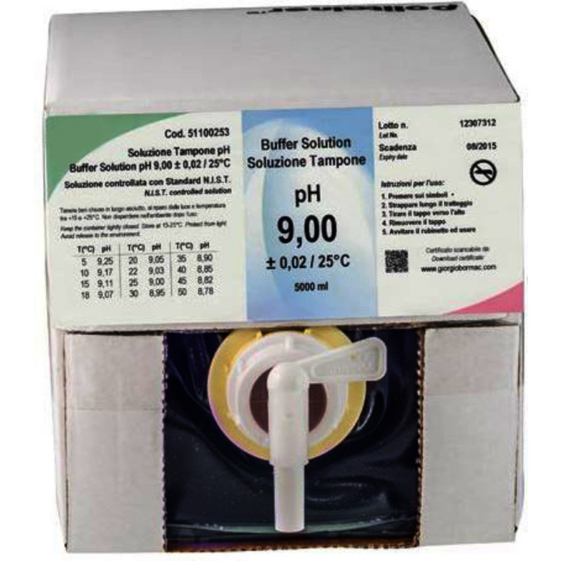 SOLUTION TAMPON PH 9,00 HUMEAU BLEUE CERTIFIEE NIST - 5L