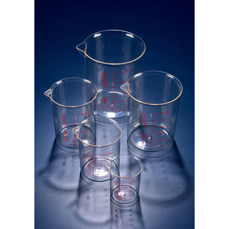 BECHER A BEC FORME BASSE VERRE BOROSILICATE GRADUE 3L - X4