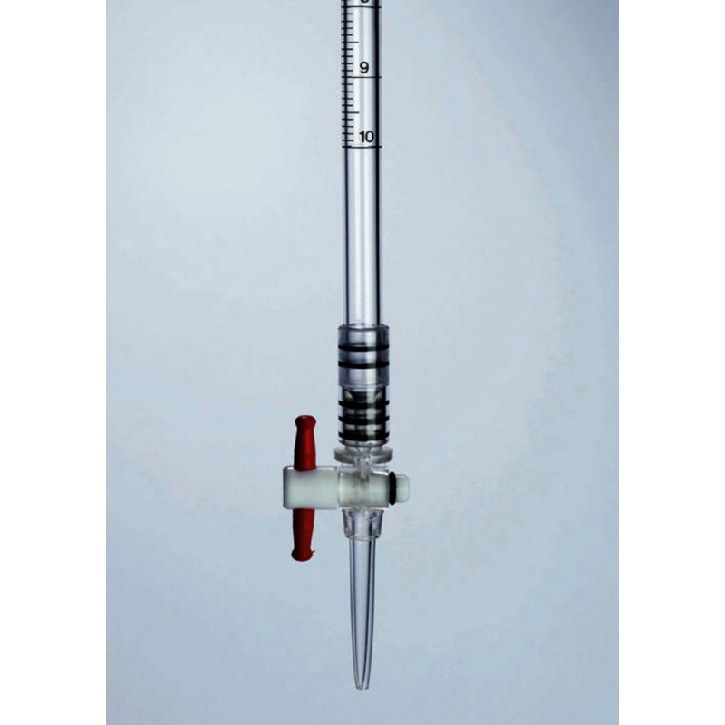 BURETTE ACRYLIQUE 25ML EN 0,1 CLASSE B-ROBINET PE/PMP