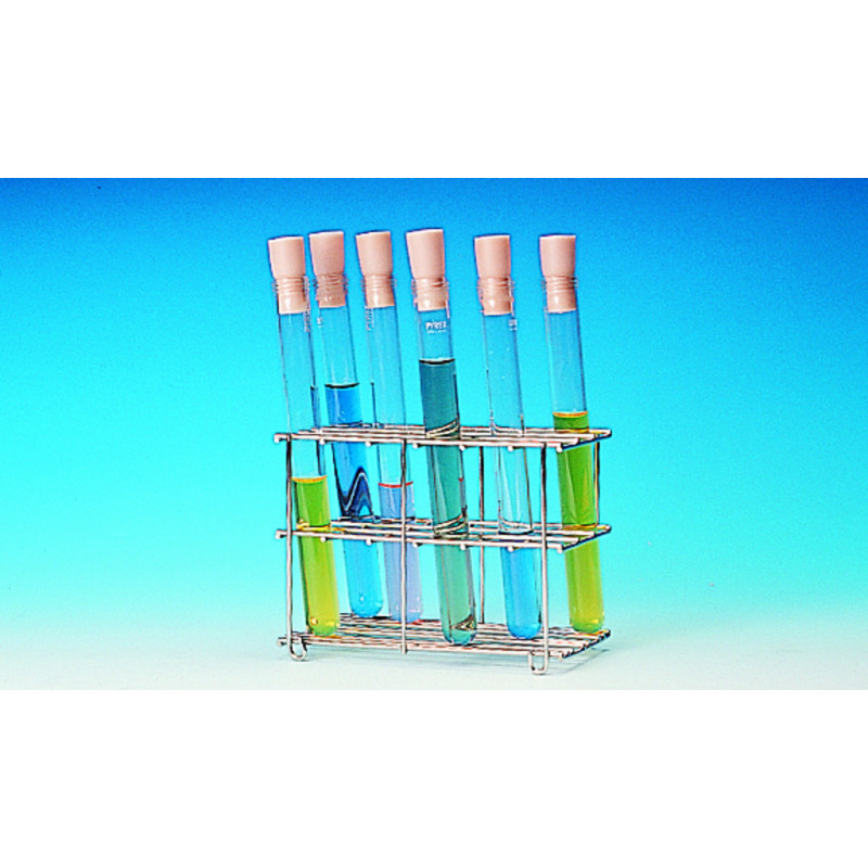 PORTOIR FIL INOX POUR 24 TUBES A ESSAIS 4X6 CASES DE 21MM.