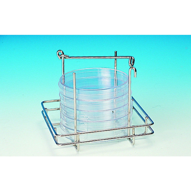 PORTOIR FIL INOX ATL POUR 6 BOITES DE PETRI D90MM A ANSE
