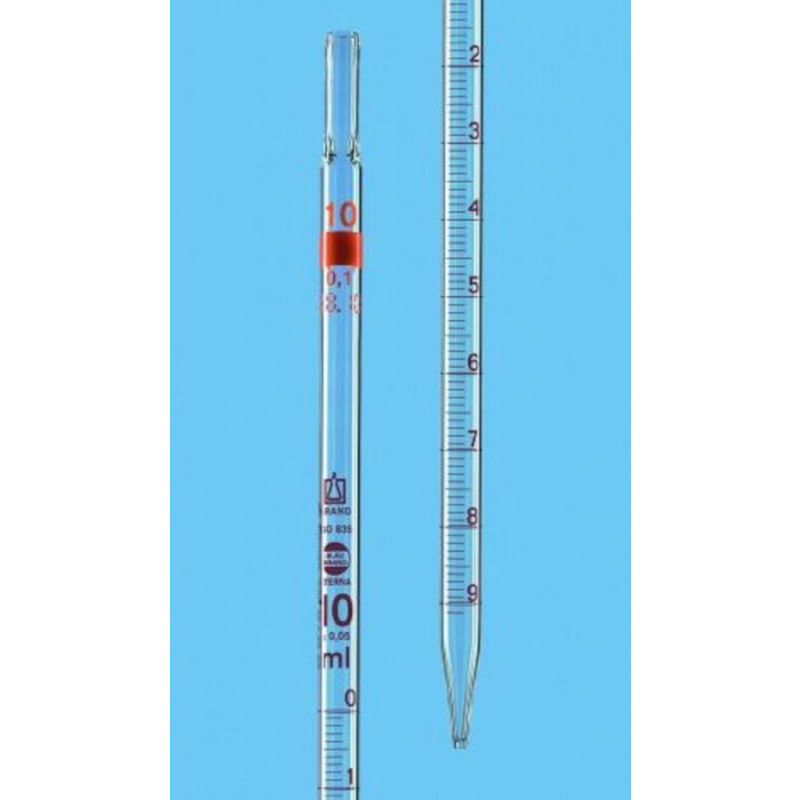 PIPETTE JAUGEE  CL.AS 1 TRAIT GRADUEE EN 0,01 + CERTIF 1ML