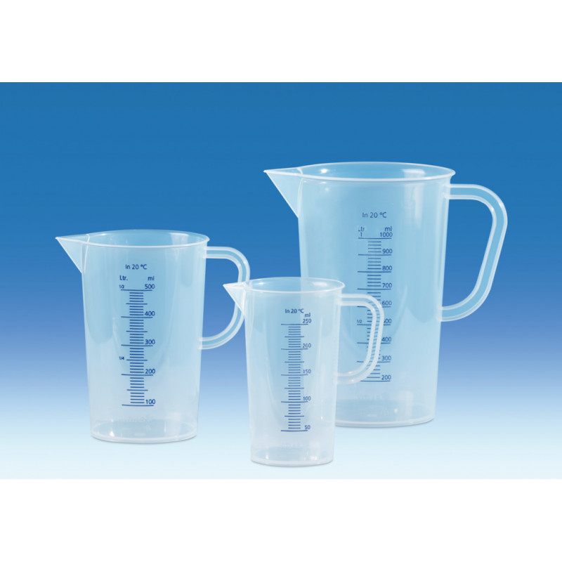 BECHER A BEC GRADUE BLEU AVEC ANSE VITLAB PP 1000ML - X6