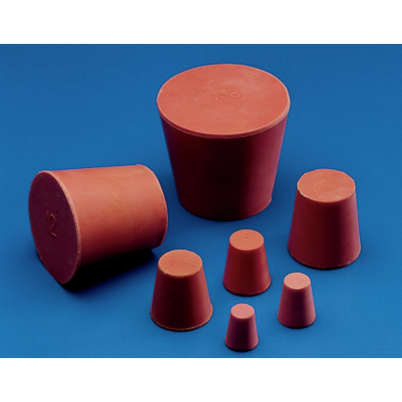 BOUCHON CONIQUE EN CAOUTCHOUC ROUGE D.12X9MM H.18MM -PACK 25