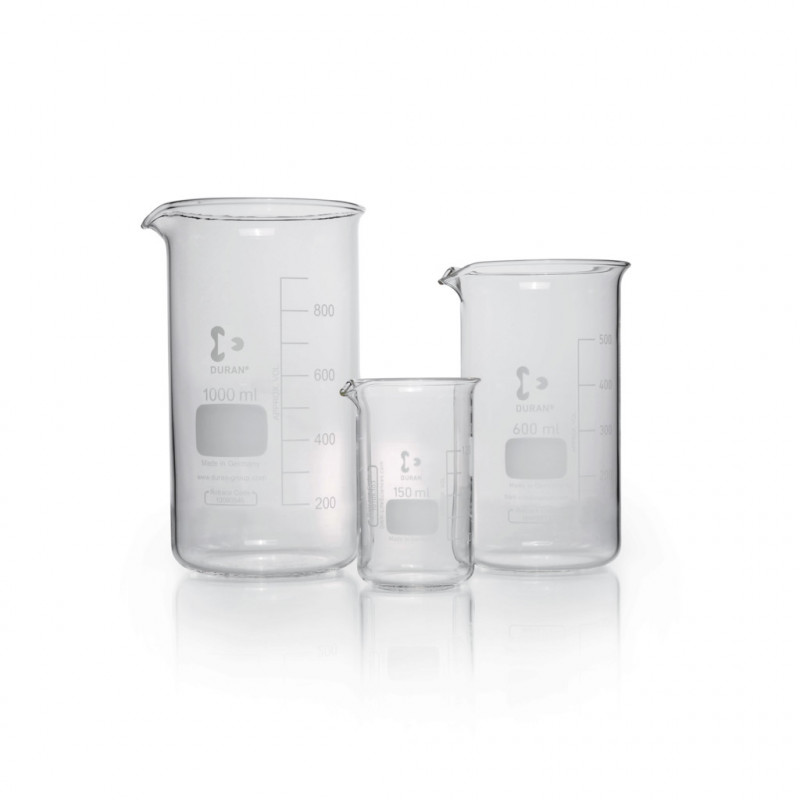 BECHER FORME HAUTE AVEC BEC VERRE DURAN CAP.100ML-PACK 10