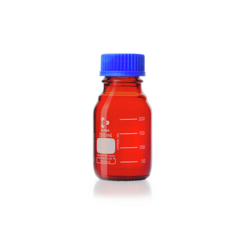 FLACON BRUN 250ML DURAN GL45 AVEC BOUCHON/BAGUE - PAR 10
