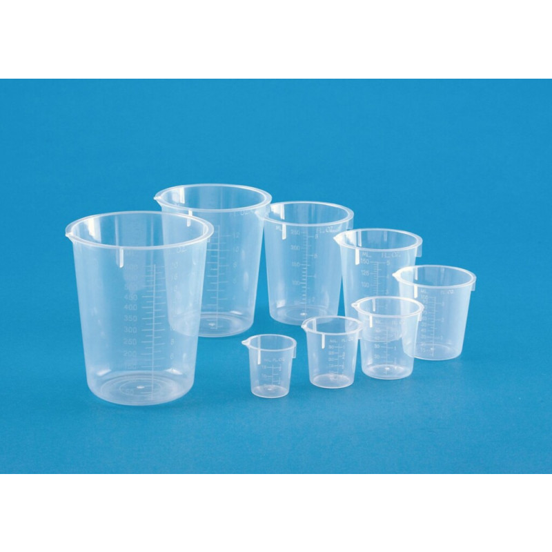 BECHER EN PP GRADUATION MOULEE JETABLE CAP.5-100ML -PACK 100