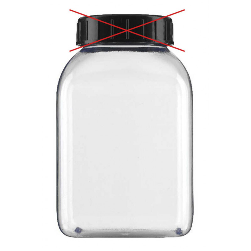 FLACONS CARRES EN PVC TRANSPARENT COL LARGE FILETE - 500ML