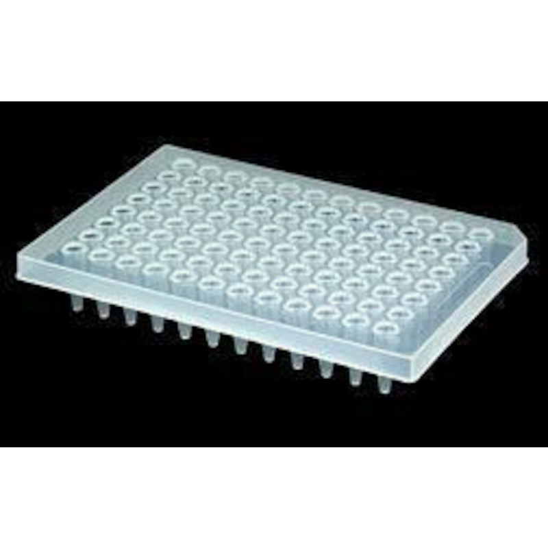 PLAQUE PCR 96 PUITS EN PP AVEC TAPIS ET DEMI-JUPE - PACK 10