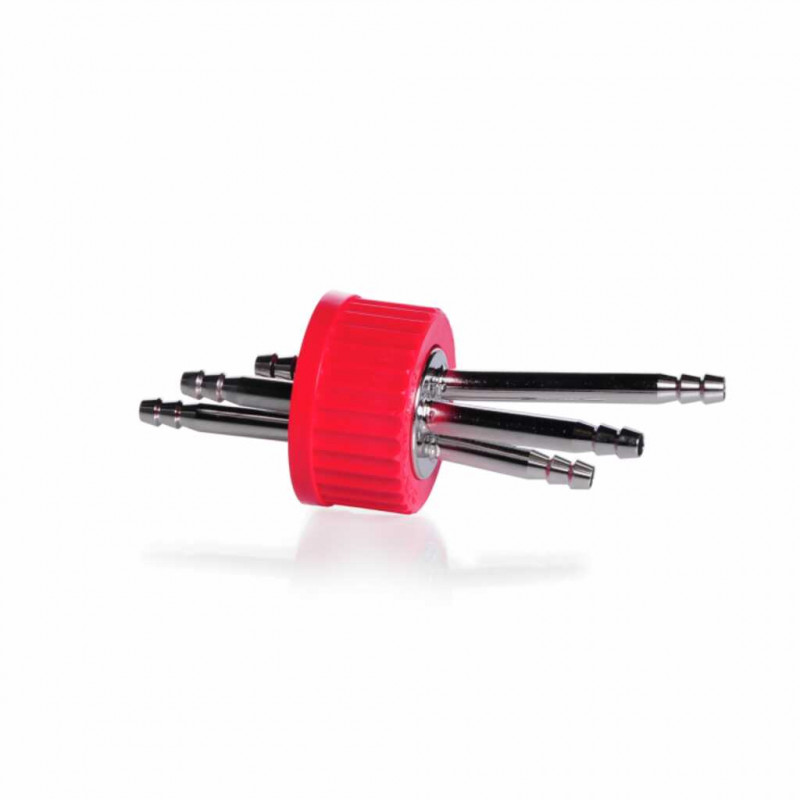 BOUCHON CONNECTEUR GL45 INOX 3 PORTS/BBT ROUGE/JOINT