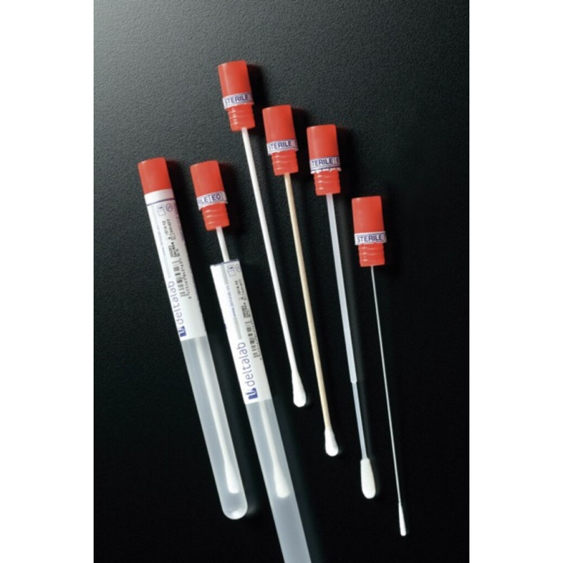 ECOUVILLON STERILE BOIS/COTON EN TUBE PLASTIQUE - 4 X 500