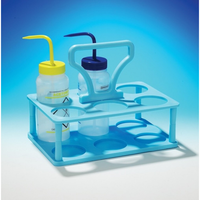 PORTOIR EN PP BLEU POUR 6 FLACONS D.95MM