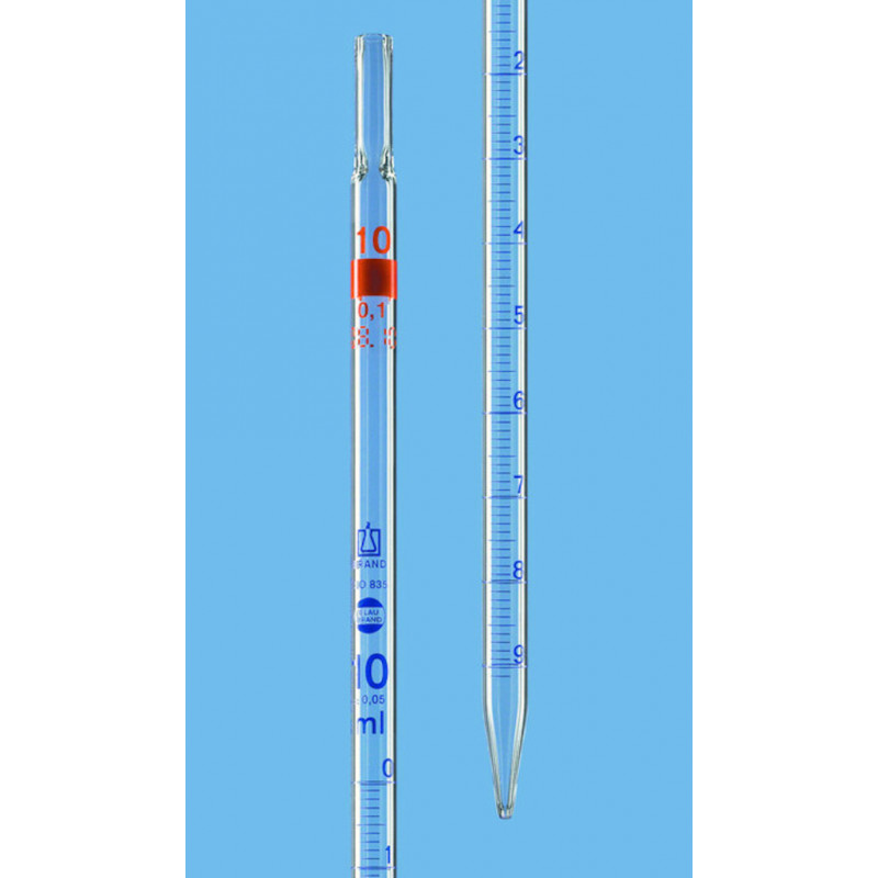 PIPETTE A ECOULEMENT TOTAL CL. -AS 10ML EN 0,1 ATTESTEE CONF