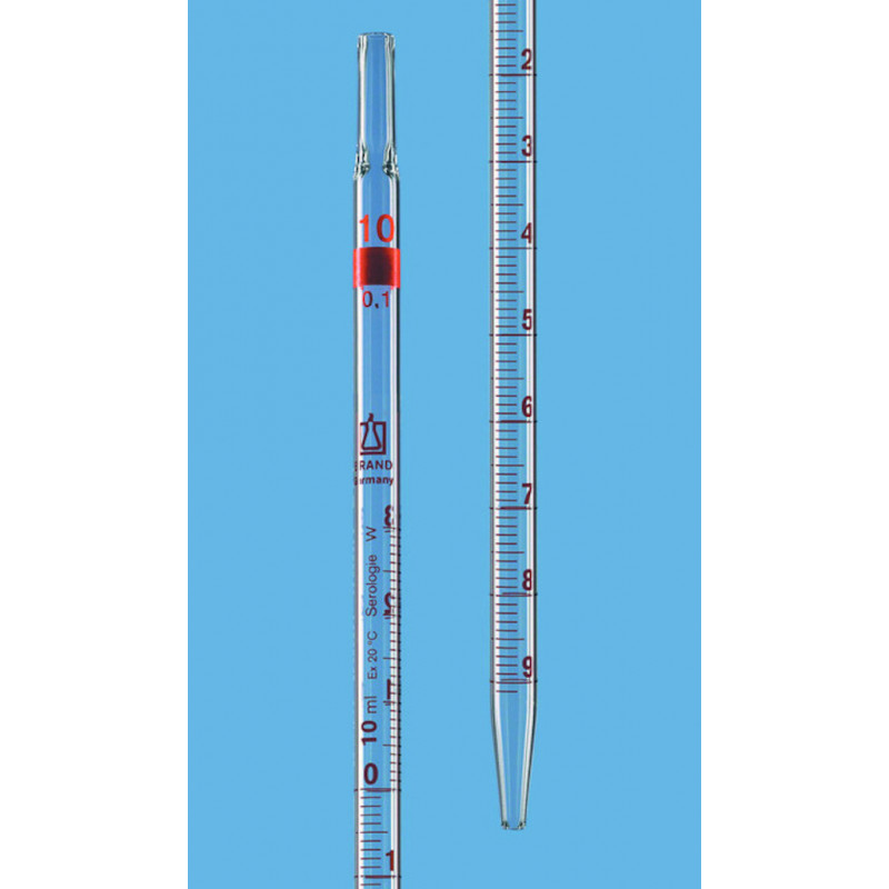 PIPETTE BACTERIOLOGIE SANS SANS BOULE 1 ML EN 0,1 ML