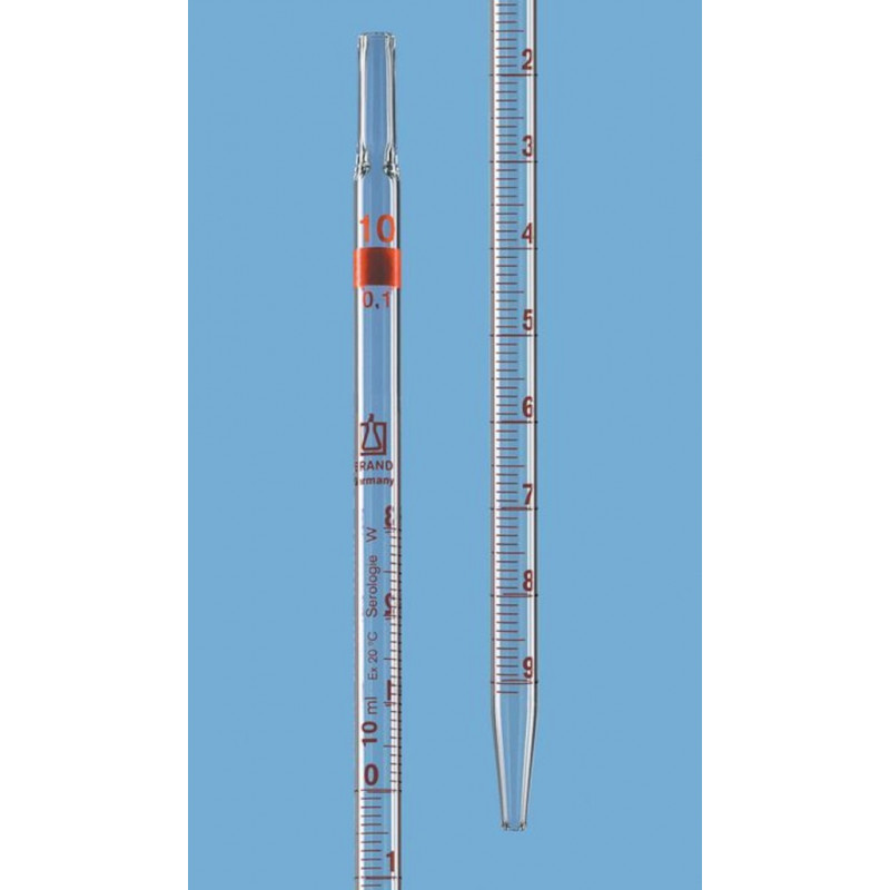 PIPETTE BACTERIOLOGIE SANS BOULE  2 ML EN 0,1 ML