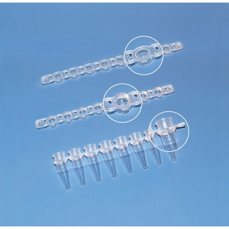 TUBES PCR 0,2ML EN BARETTES DE 8 AVEC COUVERCLE PLAT - P.250
