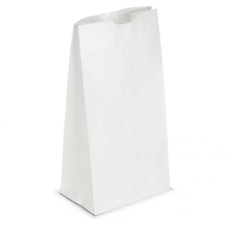 SACHET EN PAPIER KRAFT BLANC FOND PLAT 180X110X340MM - X500
