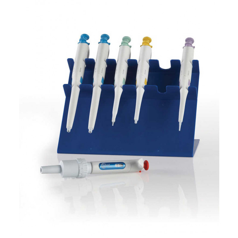 PORTOIR DE PAILLASSE BLEU POUR 6 MICROPIPETTES