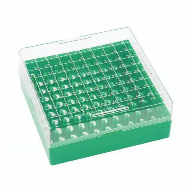 BOITE POLYCARBONATE VERTE POUR 100 CRYOTUBES -X4